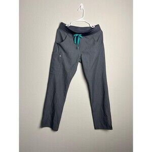 FIGS Pants Womens s Gray Cargo Slim Tapered Drawstring Workwear Stretch Twill